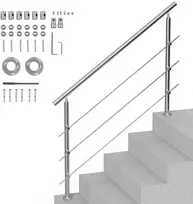Lauko turėklai laiptams 150 cm, nerūdijančio plieno, reguliuojamo kampo, senjorams, terasoms, balkonams