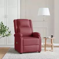 Fotelis Masažinis krėslas, raudonojo vyno spalvos, dirbtinė oda