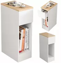 Muvu Siauras naktinis staliukas su stalčiu Staliukas su lentynėle Modernus loft stiliaus miegamasis 60 cm