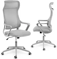 Biuro kėdė su tinklelio atlošu, reguliuojamu aukščiu, ergonomišku dizainu, supimo funkcija, pilka darbo kėdė