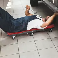 Promotions Dirbtuvių riedantis stalas, 2-in-1 riedantis stalas su paminkštinta sėdyne, raudonas