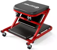 Promotions Sulankstomas automobilių meistro kėdė, transformuojamas dirbtuvės mechaniko kėdė, juoda ir raudona