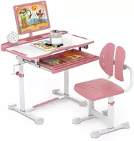 Kelioninis Promotions Vaikų rašomasis stalas ir kėdžių komplektas, 80x50x82-99 cm, rožinė