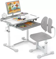 Kelioninis Promotions Vaikiškas mokymosi stalas ir kėdžių komplektas, 80x50x82-99 cm, pilkas