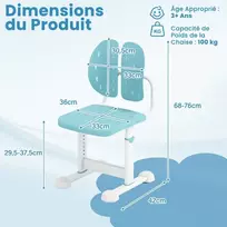 Promotions Vaikiškas rašomasis stalas su kėdute, aukščio reguliavimas, 42x36x67,5-75,5 cm, rožinė