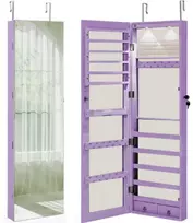 Promotions Papuošalų spintelė su veidrodžiu, LED apšvietimu, užrakinama, violetinė