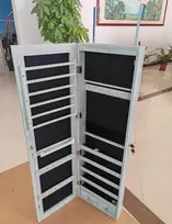 Promotions Papuošalų spintelė, užrakinama su LED apšvietimu ir veidrodžiu, mėlyna