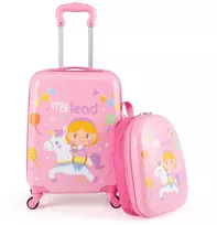 Kelioninis Promotions Vaikiškų lagaminų rinkinys, 16x13 colių, rožinės spalvos vienaragiai