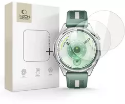 „Tech-Protect Glass Fit+“ 2 grūdinto stiklo pakuotė, skirta „Huawei Watch GT 6 46mm“ – skaidri.