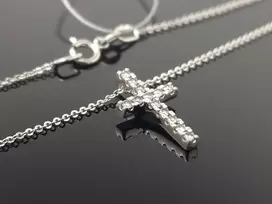 Best Diamonds Balto aukso grandinėlė su Kryželiu ir briliantais