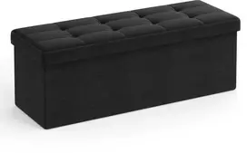 Leobert Pufas su daiktadėže, sulankstomas, juodas, 110 × 38 × 38 cm