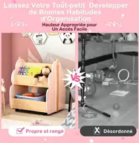 Promotions Vaikiškas medinis knygų lentyna, 2 aukštų, rožinė