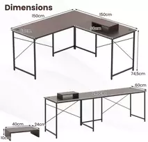Promotions L formos rašomasis stalas, 150x150x75 cm, kavos spalvos