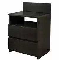 Rebiko Naktinis staliukas 40 cm, stalas, komoda, 2 stalčiai, juodos spalvos, mansarda, moderni miegamojo kambarys
