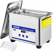 VEVOR Ultragarsinis valiklis, 0,8 l, 35 W, 40 kHz, Nerūdijančio plieno bakelis, Reguliuojamas laikmatis, Papuošalams, Akiniams