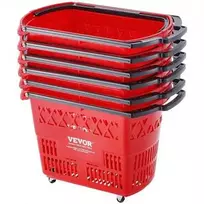 Vevor Raudonas plastikinis prekybos vežimėlis 6 vnt 39L