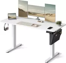 Songmics Stalas su reguliuojamu aukščiu, 140x60x72-120 cm, baltas