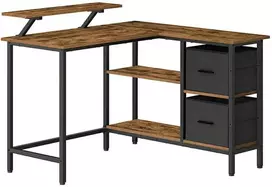 Songmics Kompiuterio stalas, 115x105x89 cm, rudas