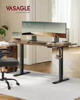 Songmics Elektrinis stalo rėmas, reguliuojamo aukščio, 80x150x72 cm, juodas