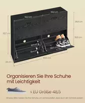 Songmics Batų spintelė, 24x105,5x82,7 cm, juoda