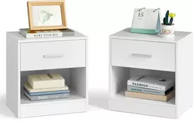 Songmics Naktinis staliukas, 39x27,6x41 cm, balta