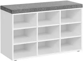 Songmics Batų suoliukas, 78,5x30,3x48 cm, balta, pilka