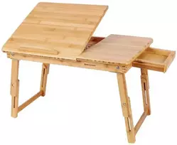 Songmics Nešiojamojo kompiuterio stalas, bambukas, 55x35x22-32 cm, natūralios spalvos