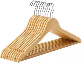 Songmics Drabužių pakabos, medinės, 44,5x23x1,2 cm, natūralios