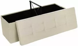 Songmics Laikymo pufas, 110x38x38 cm, smėlio spalvos