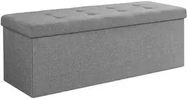 Songmics Sėdimoji dėžė su daiktadėže, 110x38x38 cm, pilka