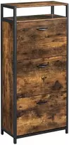 Songmics Batų spintelė, 60x30x130 cm, ruda ir juoda