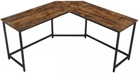 Songmics Kompiuterio stalas, 149x149x75 cm, rudos ir juodos spalvos