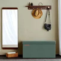 Songmics Pufas su daiktadėže 38 x 76 x 38 cm, vintage žalia