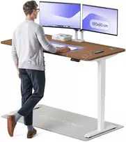 Elektrinis reguliuojamo aukščio stalas Desktronic HomePro Baltas/Riešutmedis, 160x80cm, Dvigubas motoras, USB ir USB-C įkrovimo lizdai