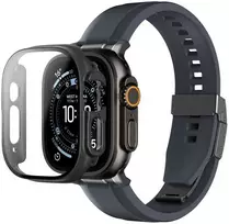 AmazingThing Radix Glass Screen Protector with dėklas skirtas Apple Watch UItra 3 49mm – Juodas