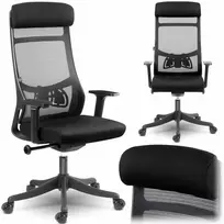 Biuro kėdė su tinklelio atlošu, ergonomiško dizaino, reguliuojamo aukščio, juoda vadovo kėdė, patogi kompiuterio kėdė namų biurui
