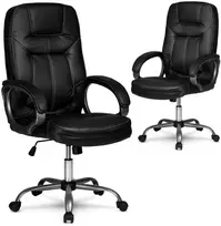 Ekologiškos odos biuro kėdė, ergonomiška kompiuterio kėdė, juoda vadovo kėdė, reguliuojamo aukščio biuro kėdė, patogi darbo kėdė