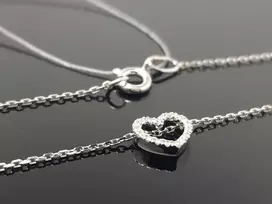Best Diamonds Balto aukso grandinėlė Širdelė su briliantais