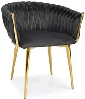 GLAMOUR Veliūrinė kėdė - Golden Legs Modern Juodas Hedo sp. su o.o.
