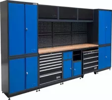 Bgs Technic Modulinis dirbtuvių baldų komplektas „Flex“ | medinis stalviršis | 5 moduliai (80140)