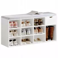 Muvu Batų spinta su sėdyne, loft stiliaus, balta, prieškambario suolas, moderni, 100 cm