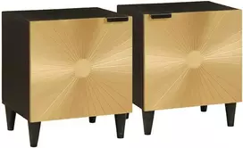 Šalia lovos spintelė 2 pcs Juodas ir auksinis 40 x 33 x 46 cm