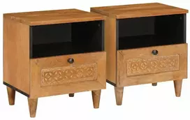 Šalia lovos spintelė 2 pcs Šviesiai rudas 40 x 33 x 46 cm