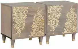 Naktinis staliukas su durelėmis 2 pcs Pilka 40 x 33 x 46 cm
