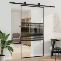 Stiklinės durys Dryžuotas Juoda 102,5 x 2 x 205 cm Aliuminis