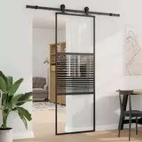 Stiklinės durys Dryžuotas Juoda 76 x 2 x 205 cm Aliuminis