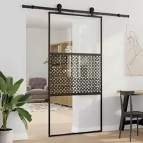 Stiklinės durys „Fretwork“ Juoda 102,5 x 2 x 205 cm Aliuminis