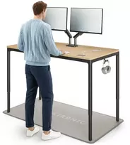 Elektrinis Reguliuojamo Aukščio Stalas Desktronic HomeMax Juodas/Bambukas, 160x80cm, Keturi varikliai, Magnetinis kabelių laikiklis