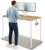 Elektrinis Reguliuojamo Aukščio Stalas Desktronic HomeMax Baltas/Ąžuolas, 160x80cm, Keturi varikliai, Magnetinis kabelių laikiklis