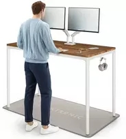 Elektrinis Reguliuojamo Aukščio Stalas Desktronic HomeMax Baltas/Riešutmedis, 160x80cm, Keturi varikliai, Magnetinis kabelių laikiklis